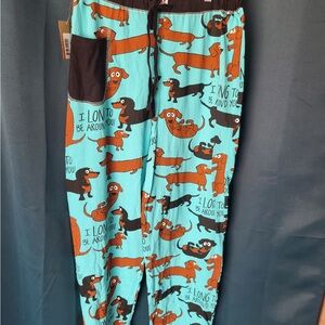 Kids Aqua Dachshund Print Pajama Pants - Cozy Pull-On Lounge Bottoms